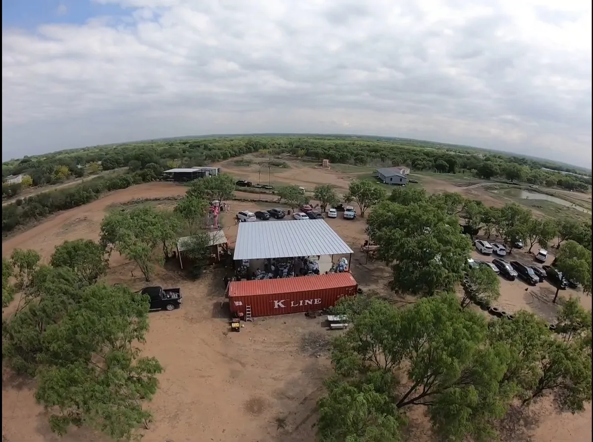 40x40 party pavilion aerial view at 281 Country Club San Antonio TX